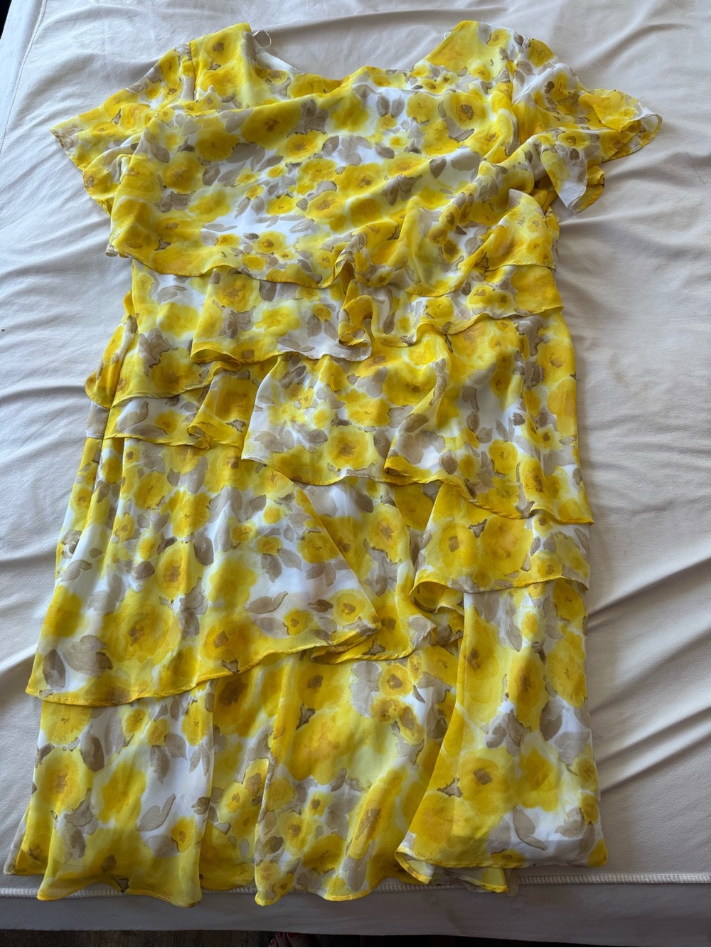 R&K Yellow Floral Tiered Midi Dress